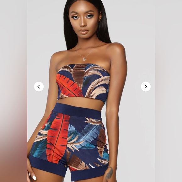 ❗️NWOT❗️Fashion Nova Multicolor Tropical Set - Picture 2 of 7